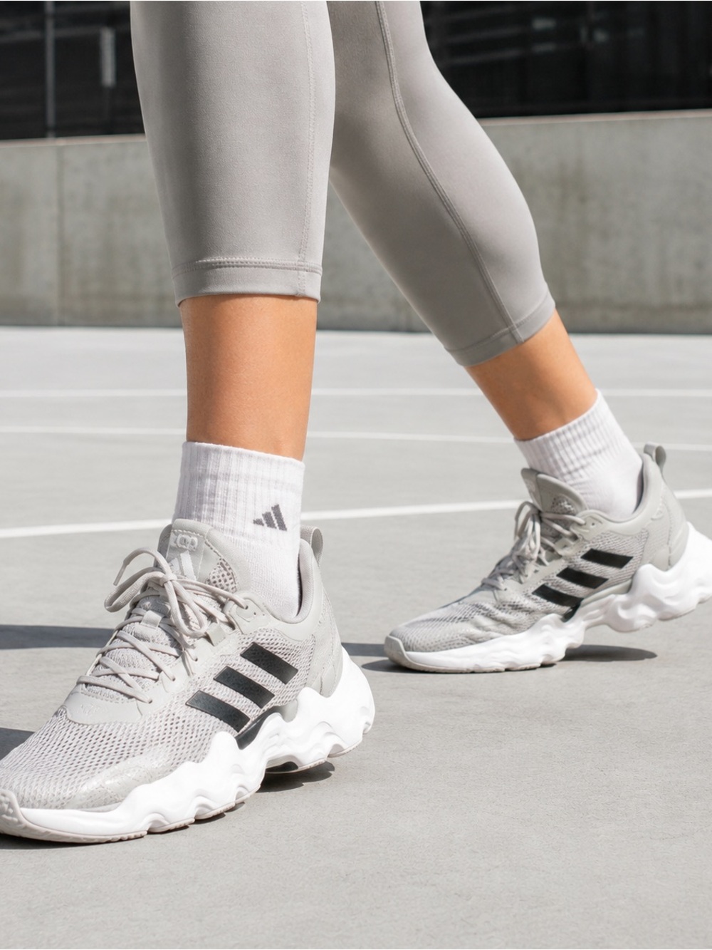 Adidas Exhibit B Mid Basketball Shoes Grey Black White